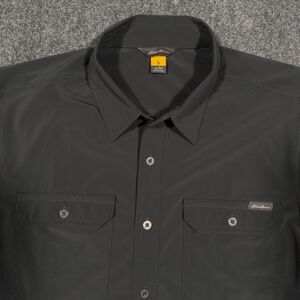 Eddie Bauer Performance Outdoor Golf Dark Gray Short Sleeve Button Shirt Medium
